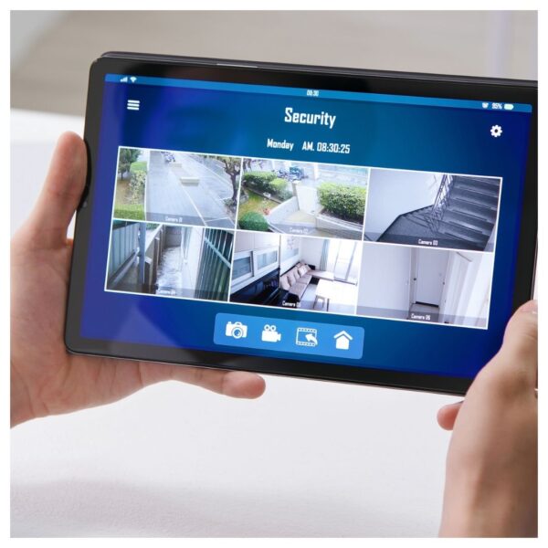 security footage on tablet