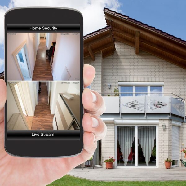 phone showing security footage