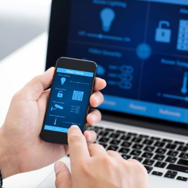 looking at automation controls on laptop and phone