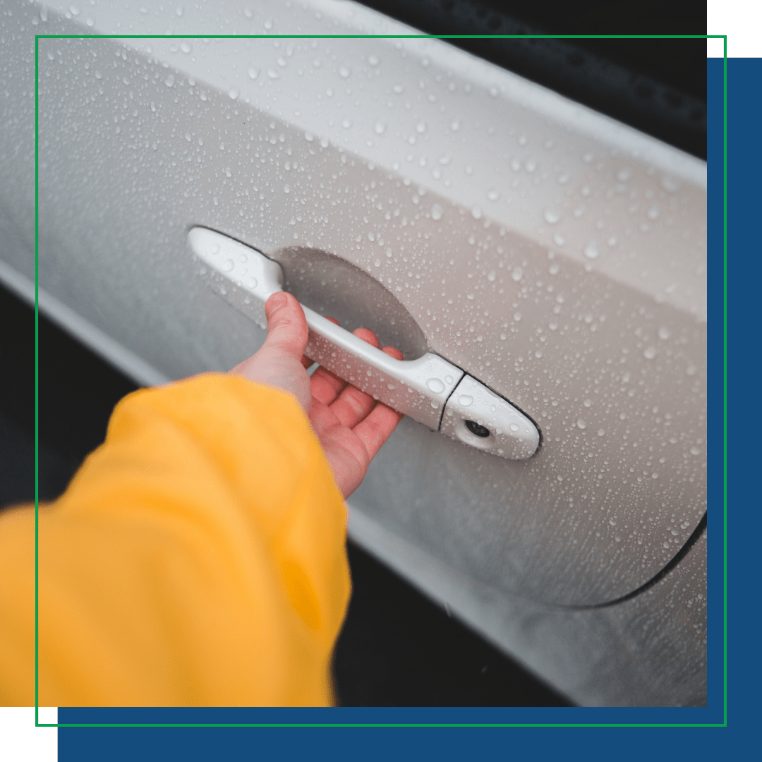 reaching for a locked car door
